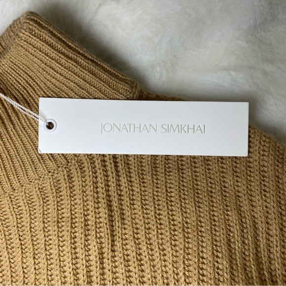 NWT JONATHAN SIMKHAI Amaris Wrap Sweater in Camel - Size Small - Picture 7 of 13